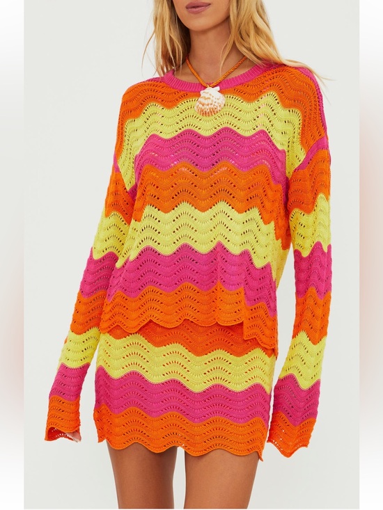 Beach Riot Other - Beach Riot cover up sweater soleil wave yellow pink orangle XS